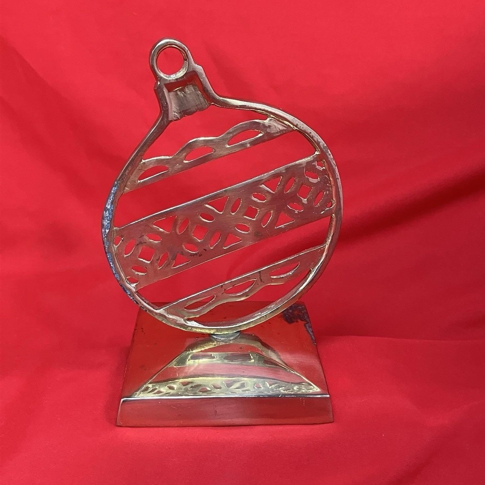 Vtg Restoration Hardware Brass Stocking Hanger / Ball Ornament Christmas India - Picture 8 of 13